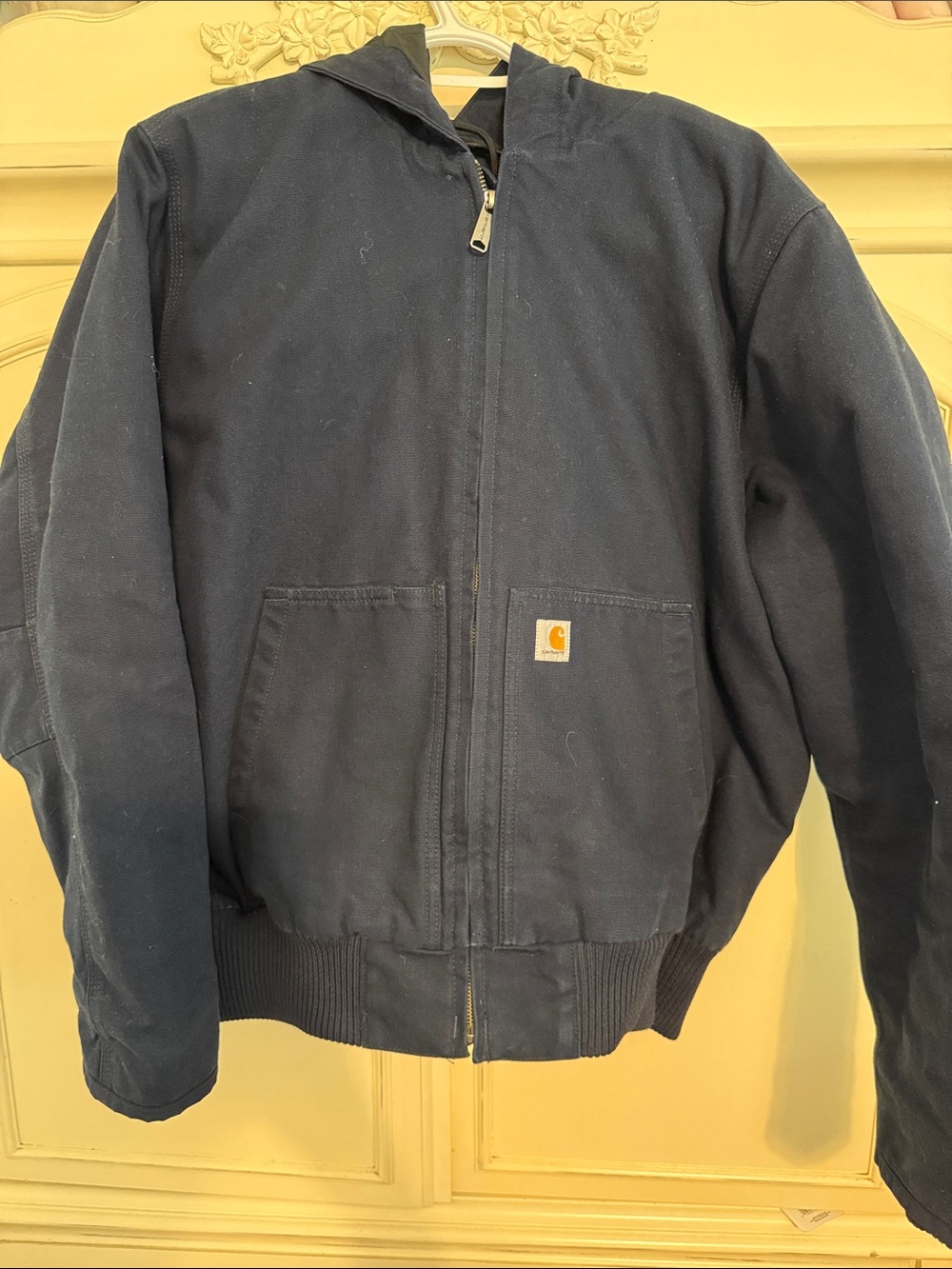 Carhartt Dark Navy Hooded Canvas women’s loose fit jacket XL like new